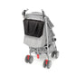 Black and gray changing bag on stroller with front pocket and zip closure