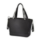 Black changing bag with top handles, front zip pocket, and side key clip