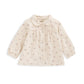 Cream cherry print woven nightdress-style top with long sleeves and gathered yoke