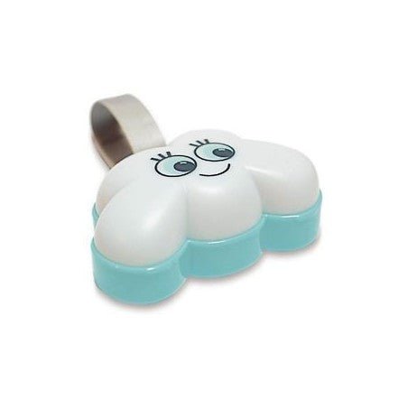 Cloud baby night light, white shell with light-blue wings and cartoon eyes