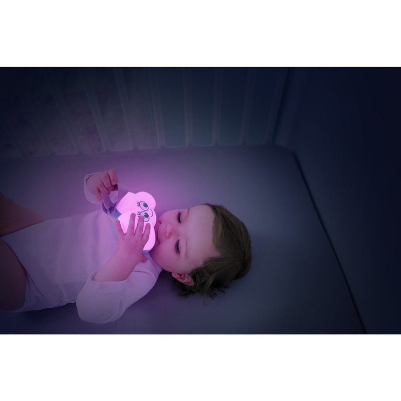 Cloud baby night light, white with light-blue base and smiling face