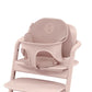 Comfort inlay seat insert in peach pink, padded back cushion with arched logo