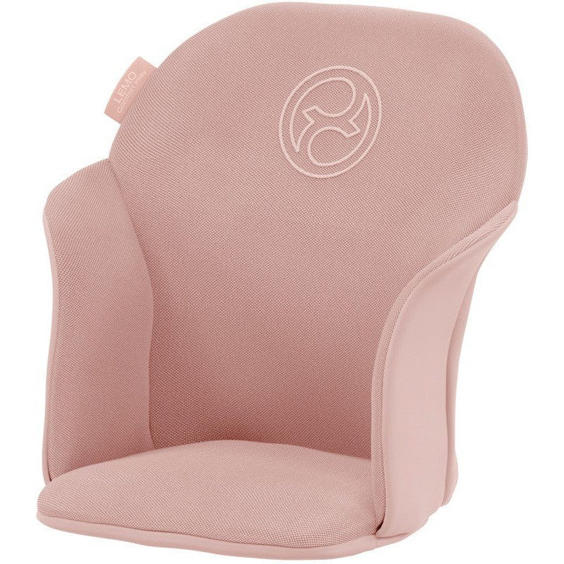 Comfort inlay seat insert in peach pink, padded seat and back with arched logo