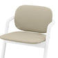 Comfort inlay seat insert in sand, padded backrest and seat with arched logo