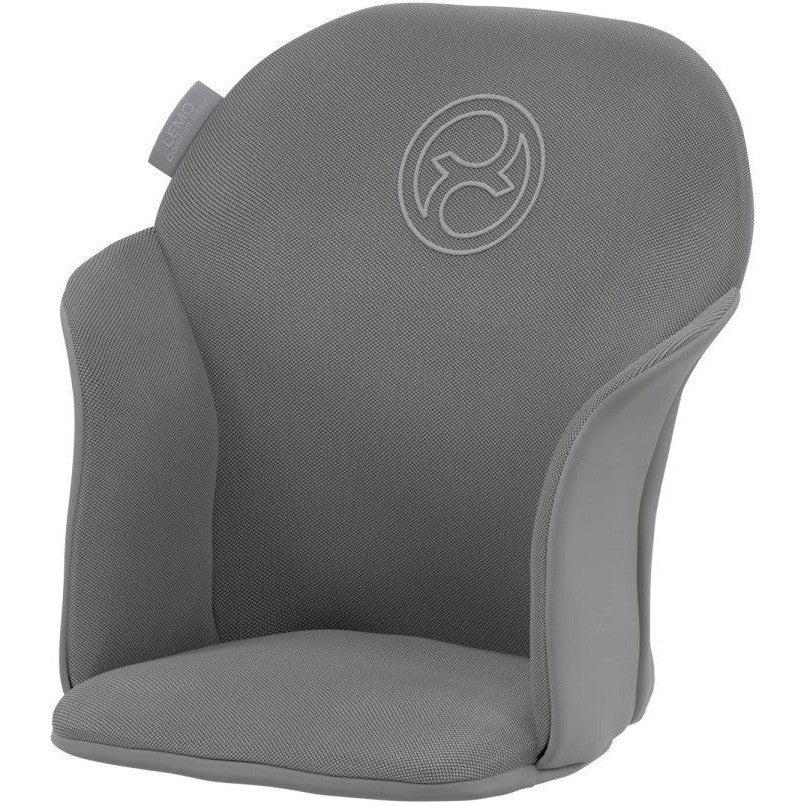 Comfort inlay seat insert in dim gray, padded with arched logo on backrest