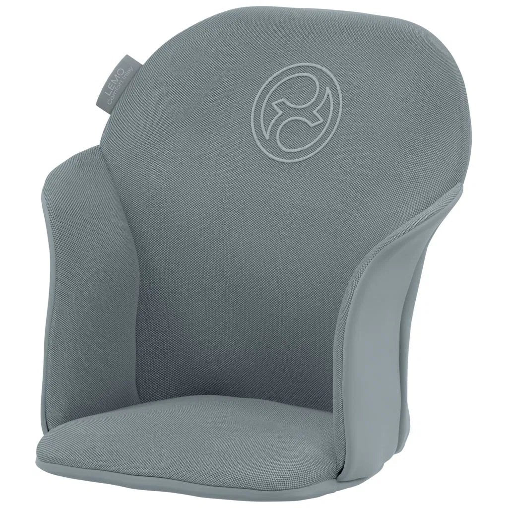 Comfort inlay seat insert in stone blue, padded backrest with arched logo