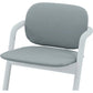 Comfort inlay seat insert in stone blue, close view of back cushion and seat