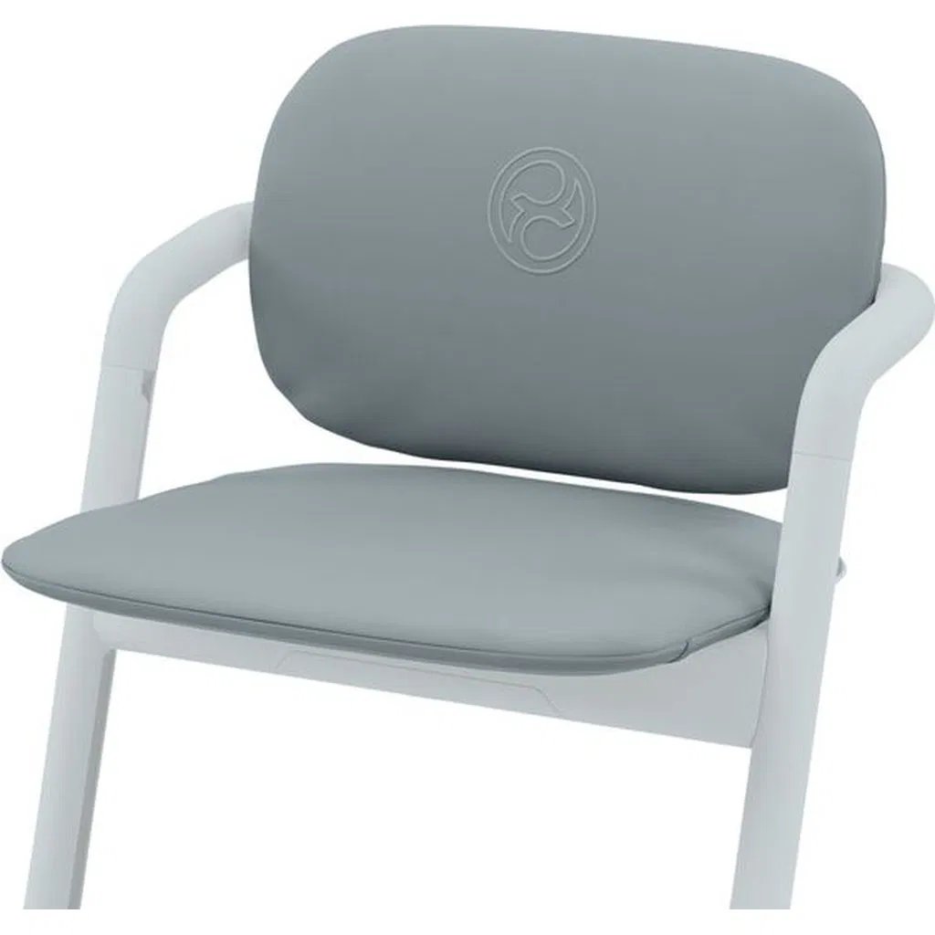 Comfort inlay seat insert in stone blue, close view of back cushion and seat