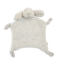 Light grey bunny comforter plush with rounded ears, small face detail, and four dangling feet.
