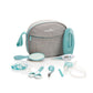 Baby care kit zip pouch set with teal tools, brush, comb, and nail care accessories