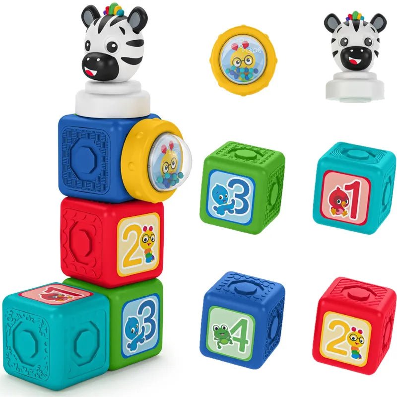 Magnetic activity cube set with zebra figure and colorful number blocks 1–4
