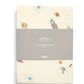 Pack of two cotbed fitted sheets, cream planet print, sealed product box