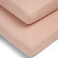 Terracotta cotton fitted sheet corner with elastic seam and reinforced stitching
