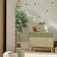 Nursery dresser changer in natural wood with olive green drawer fronts, full view