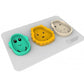 Cool grey animal snack mat with three smiling character pieces
