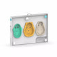 Pack of 4 animal snack mats in cool grey with three character faces on box