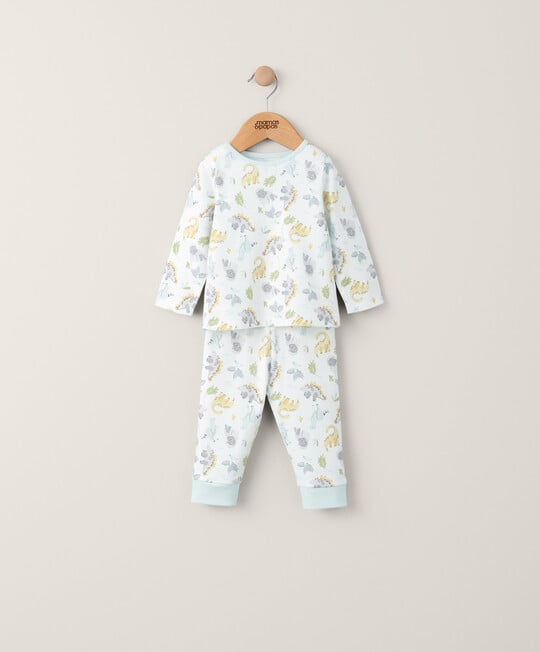 Dinosaur jersey pyjamas set with long-sleeve top and matching trousers, light pattern