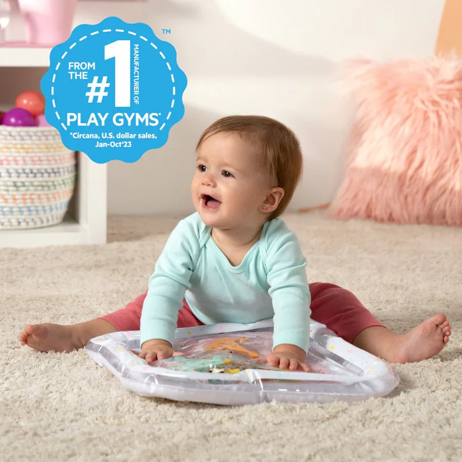 Inflatable water play mat with princess graphic, used for baby tummy time