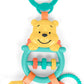 Winnie the Pooh stroller activity toy with teal handle, colorful gears, and rattle rings