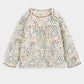 Ditsy floral long-sleeve pajama top with gathered yoke and scalloped trim