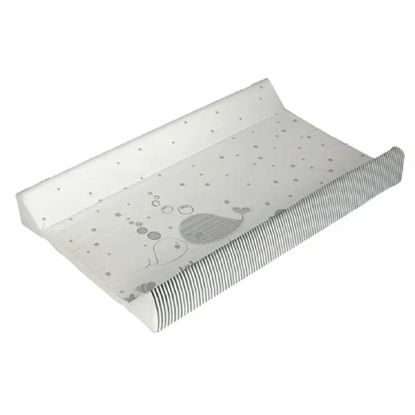 Luxury changing mat with star dot print and striped border, folded flat