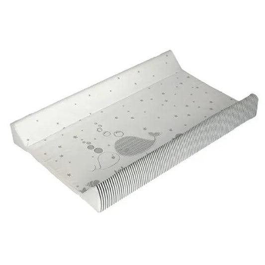 Luxury changing mat with star dot print and striped border, folded flat