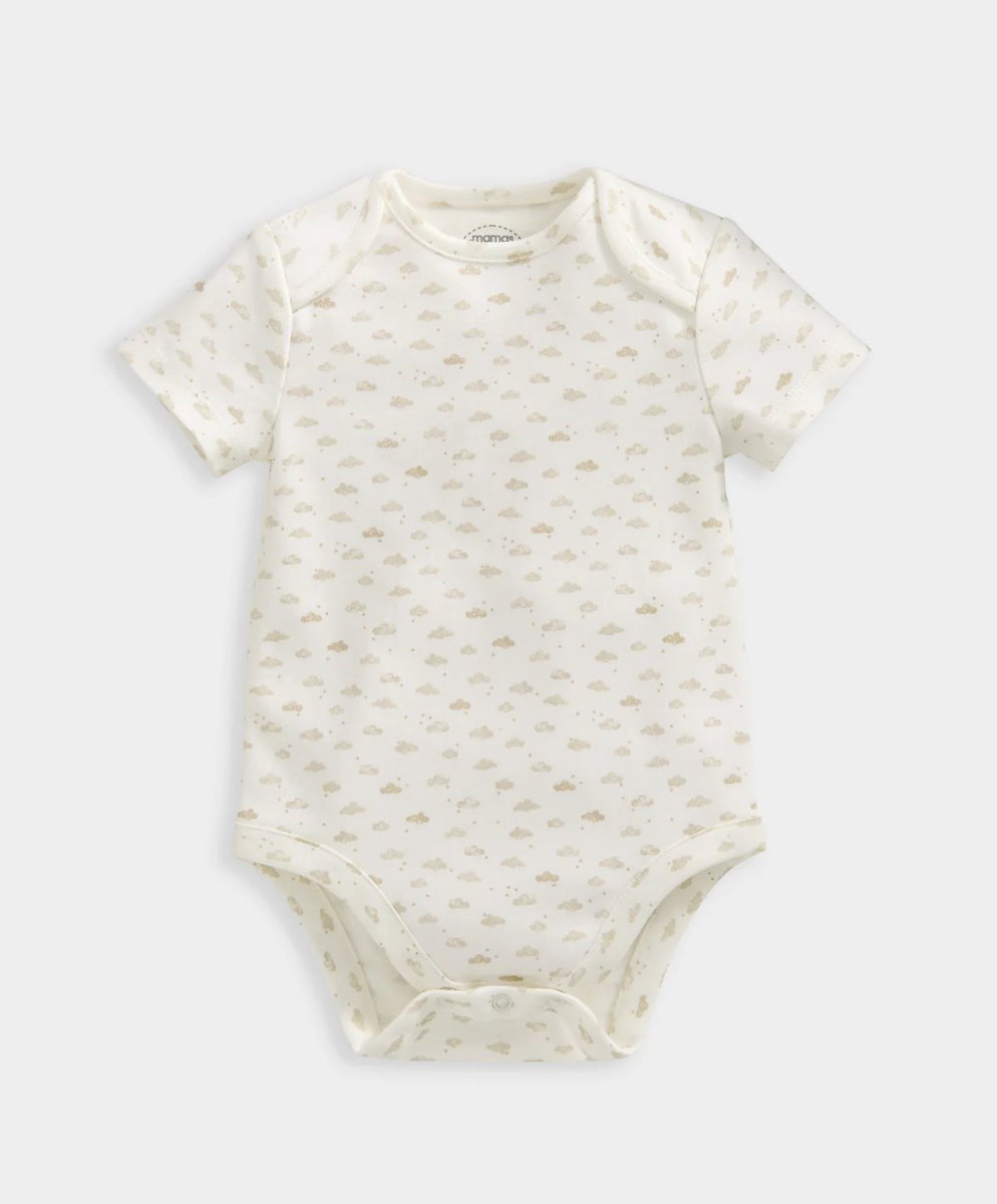 Duckling outfit set bodysuit with allover duck pattern, short sleeves, off-white