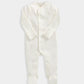 Duckling outfit set long-sleeve ribbed onesie with snaps, footed cuffs, off-white