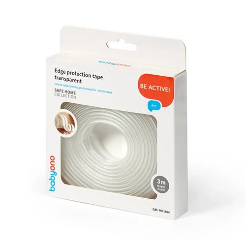 Transparent edge protection tape roll on retail card, clear, 3 m
