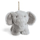 Elephant plush chime toy with hanging string, gray soft fabric and ears