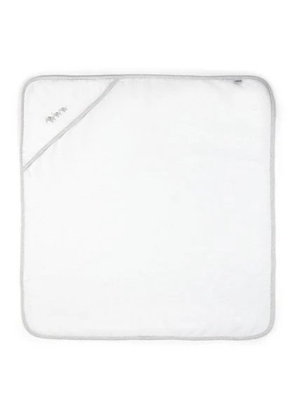 Baby towelling square towel, white, with stitched border and corner binding