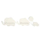 White elephant-shaped wall shelves with elephant nightlight and round light disc