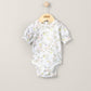 Floral short-sleeve baby bodysuit hanging, round neckline