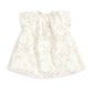 Floral print baby dress in light cream with gathered neckline and short sleeves