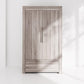 Grey wash nursery wardrobe with two doors and drawer, centered view.