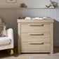 Oak dresser changer with three drawers and long bar pull handles