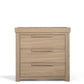 Oak dresser changer cabinet with three drawers and centered bar pulls