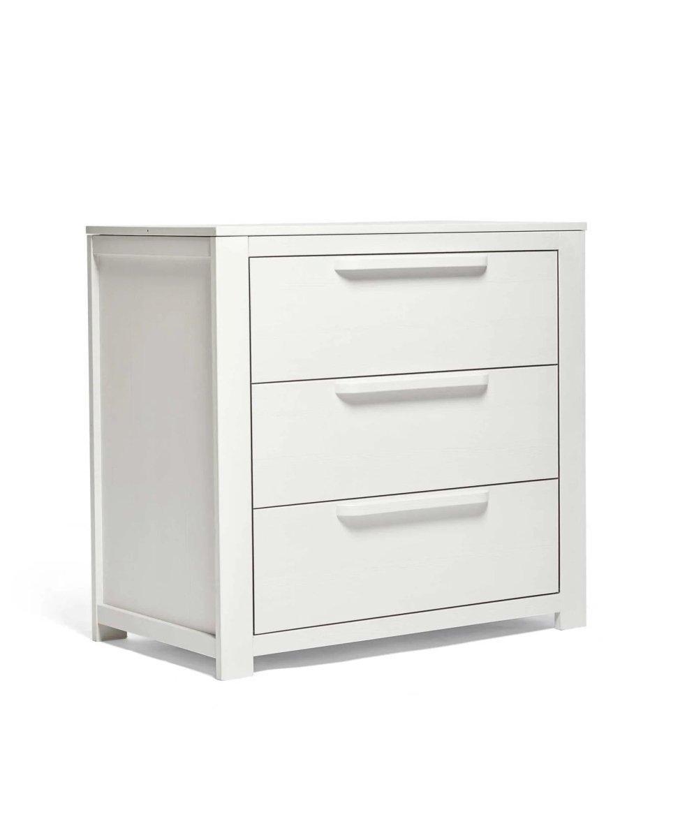 White wash dresser and changer with side panel and three drawers
