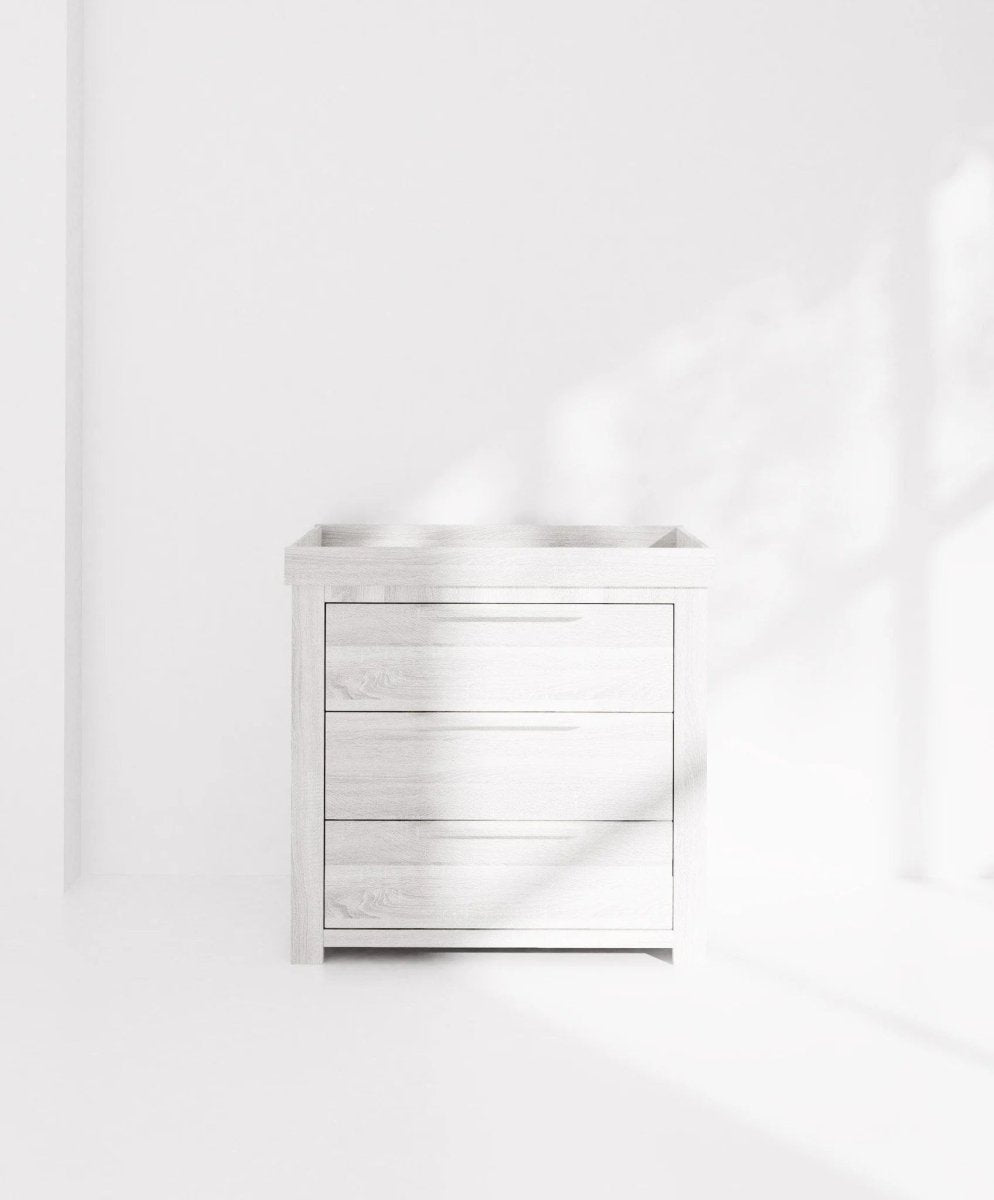 White wash dresser and changer with three drawer fronts
