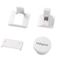 Magnetic furniture lock set with white plastic brackets and round disc, babyOno logo