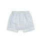 Light blue gingham pajama boxer shorts with elastic waistband