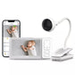 Baby video monitor kit with white camera, parent screen, and smartphone app view