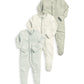 3-pack baby sleepsuits with long sleeves and zip fronts, spot print in light grey and cream