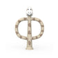 Giraffe training toothbrush with ring-shaped handle and smiling head, beige and tan