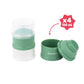 Green milk dispenser kit with two containers, snap-on lid, and open bottle base