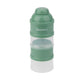 Green milk dispenser with hinged lid and stacked container, compact bottle shape