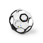 Black and white soccer rattle ball with colorful rattle window