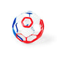 Rattle soccer ball with red, white, and blue panels