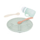 Silicone divided baby plate with feeding spoon and mint cup