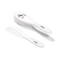 Hairbrush and comb set with soft bristles, white handles and comb teeth